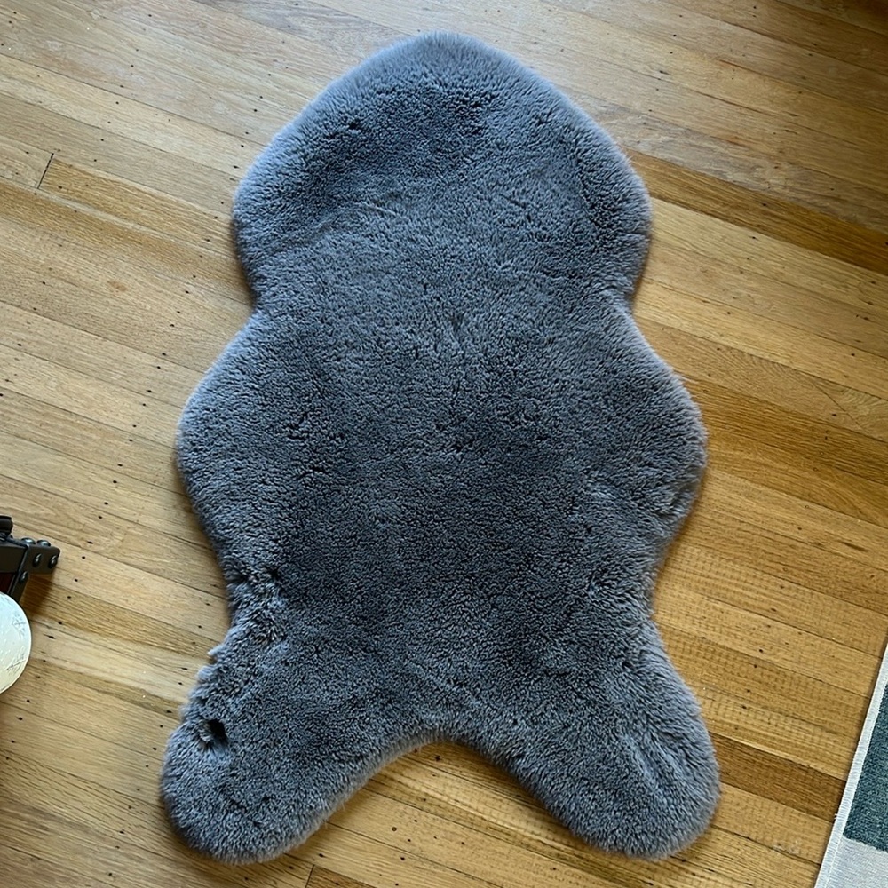 Faux plush “bear” small area rug with non-slip backing